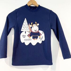 Super Soft Winter Cow Fleece Lined Sweatshirt Kids Large Blue